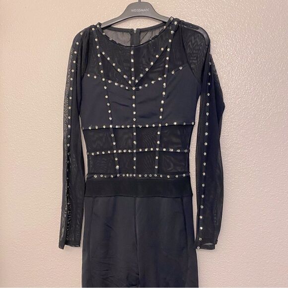WEISSMAN Elite Dance Costume black caged unitard jumpsuit Intentions MT10574 MA - Picture 3 of 13